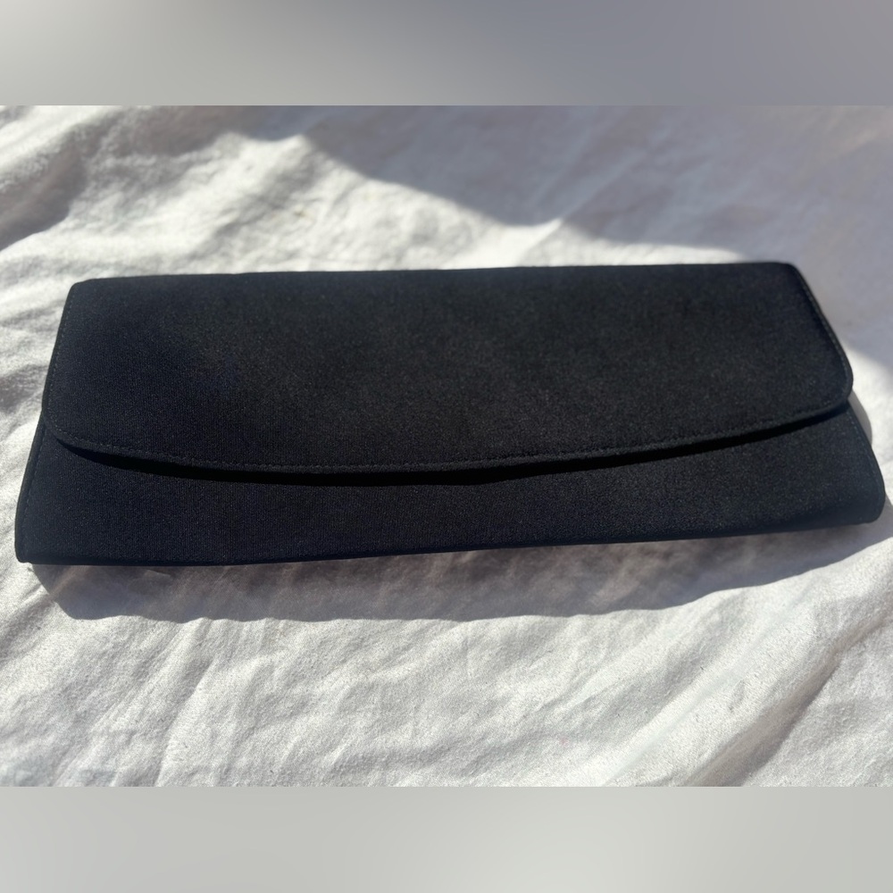 Elegant Vintage Black Taffeta Evening Clutch
